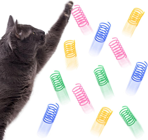 30 Pack SunGrow Cat Coil Springs, Feline Entertainment for Indoor Kitten, Plastic and Woven Colorful Wire Tube, Pet