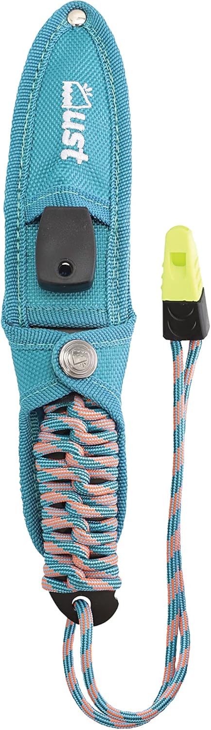 ust ParaKnife 4.0 PRO with 4 Inch Serrated Blade, ParaTinder Utility Cord, Fire Starter and Emergency Whistle for Hiking, Backpacking, Camping and Outdoor Survival, Multi, One Size (20-12238) by ust