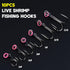 10pcs Live Shrimp Hooks, Double Fishing Hooks Shrimp Hooks Live Bait Holder Hooks Shrimp Walker Fishing Hooks Saltwater