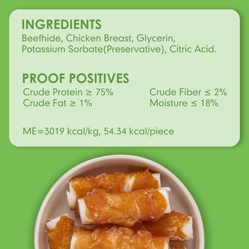 MON2SUN 2.5 Inch 21.2 oz (32 Count Pack 1) Dog Treats, Chicken Wrapped Rawhide Rolls, Teeth Cleaning Chews with High