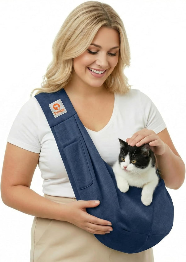 Tomkas Small Dog Sling Carrier - Zipper Pocket & Adjustable Strap &