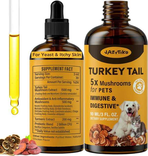 Jazytiko Turkey Tail Mushroom for Dogs - for Yeast & Itchy Skin, Turkey