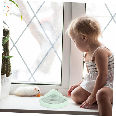 JUMPLAWN Chinchillas Triangle Ceramic Rabbit Litter Box Non-Slip Mat Portable Bunny Toilet for Guinea Pigs and Small