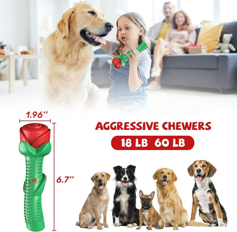 ucho Dog Toys for Aggressive Chewers, Rose Dog Toy for Small Medium Dogs, Interactive Chew Toys for Training