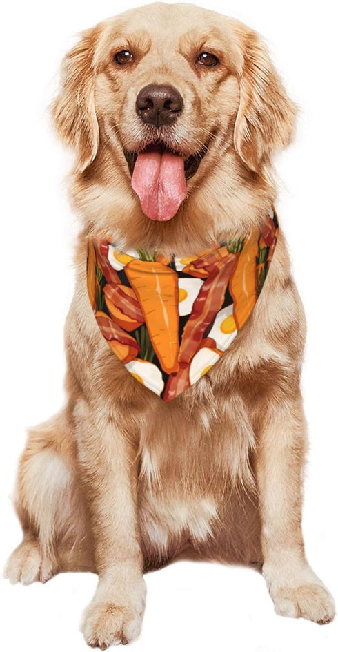 Generic Carrot Egg& Bacon Medley Pet Triangle Bandana for Dogs Cats, Polyester Pet Scarf Fashion Pet Decoration