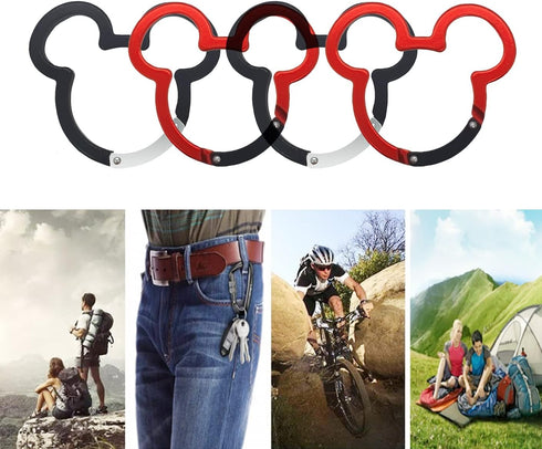 ChUmta 2PCS 2.36*Width: 2.16*Diameter: 1.7, Aluminum Carabiner Ear Mouse Ring, Caribeener Clips, Spring Snap Hook