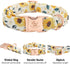 Elegant little tail Dog Collar, Sunflower Pattern Pet Collar Durable Cute Dog Collars Summer Fall Female Pet Gift Adjustable Dog Collar for Large Dogs