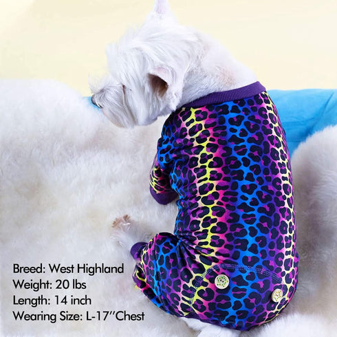 KYEESE Velvet Dog Pajamas for Small Dogs, Comfy Stretchy Doggie Pjs with Leopard Pattern, Medium Size