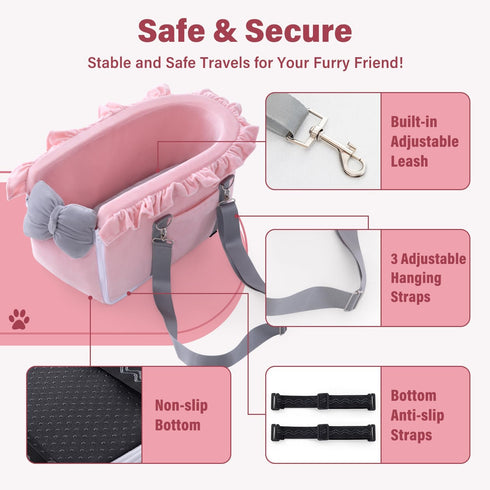 Jaoul Dog Car Seat for Small Dogs - Fully Detachable with Adjustable Straps Center Console Dog Car Seat - Comfortable