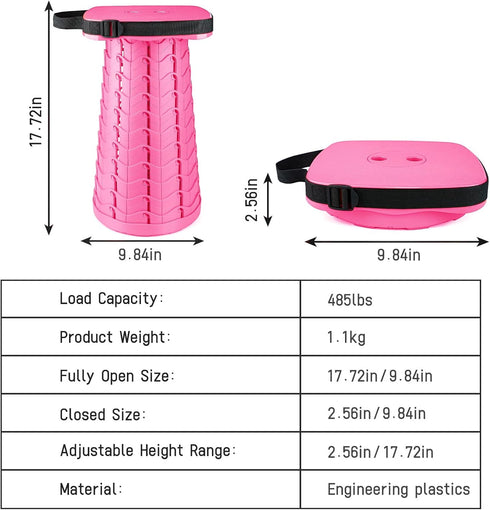 ZTMT 485lbs Upgraded Folding Stool - Load Capacity,Telescopic Stool,Portable Collapsible Seat