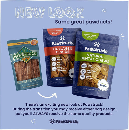 Pawstruck Natural 5-8" Bully Sticks for Dogs - Long Lasting, Rawhide Free, Low Odor Dental Chew Treat - 1 lb. Bag