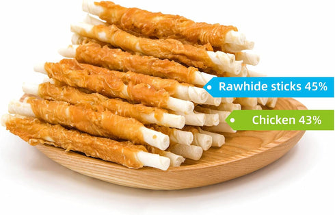 Jungle Calling Chicken Wrapped Rawhide Dog Treats, 2 lbs (3 Packs) - Chews for Small, Medium & Large Dogs