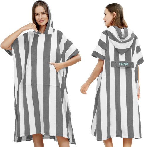 Men Women Hooded Towel Changing Wearable Cloth Swimsuit Bikini Coverup Dry Robe