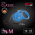 Flexi Classic Retractable Tape Dog Leash, Blue, Medium, 55 lbs, 16ft