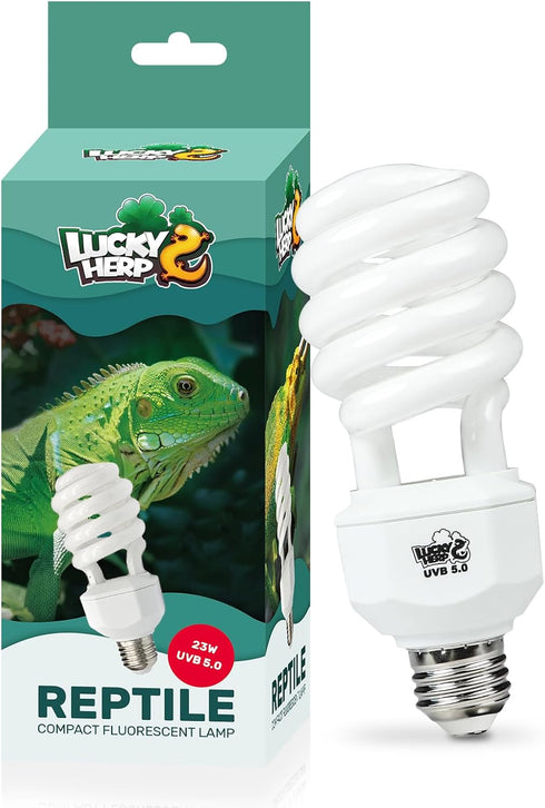 LUCKY HERP UVA UVB Reptile Light 5.0 - Tropical UVB 100 Compact Fluorescent Lamp, 23W UVB Bulb for Reptiles
