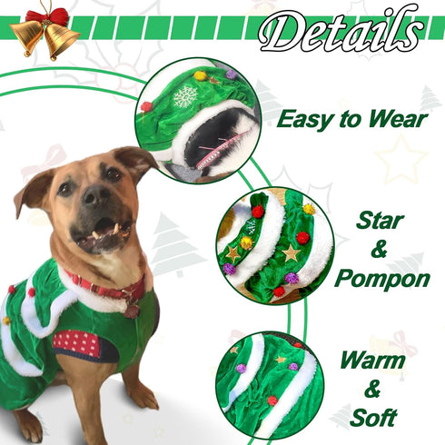 WORDERFUL Dog Christmas Tree Dress, Cute and Warm Dog Costume, XL