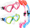 Kids Snorkel Set, Dry Top Snorkeling Gear for Youth Boys Girls Age 5-15, Tempered Glass Mask and Snorkel
