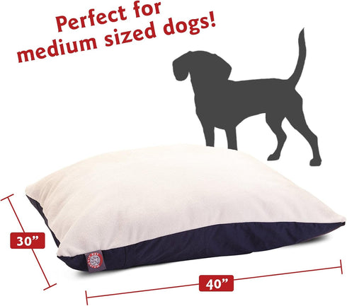 30x40 Blue Rectangle Dog Bed with Removable Washable Cover by Majestic Pet Products, Small to Medium