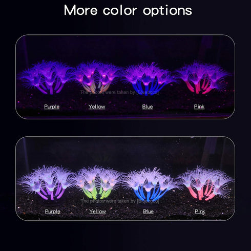 Soft Silica Gel Aquarium Decorations, Glow in The Dark Coral Ornaments for Fish Tank (Purple, Sunflower)