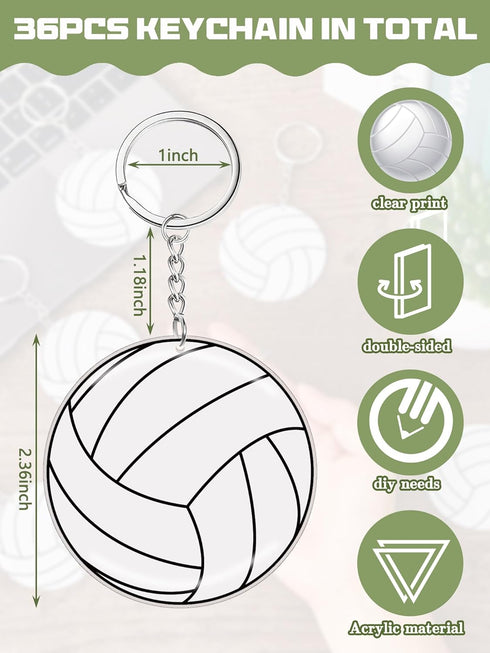 Taiyin Volleyball Acrylic Keychain Bulk for Sports, Volleyball Gift Party Bag Stickers Reward with 1 Black Marker.