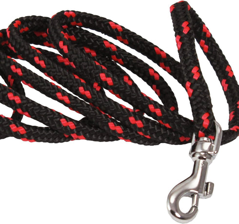 Dogs My Love 6ft Long Braided Rope Dog Leash, Red with Black, XXSmall (0.15" Diam)