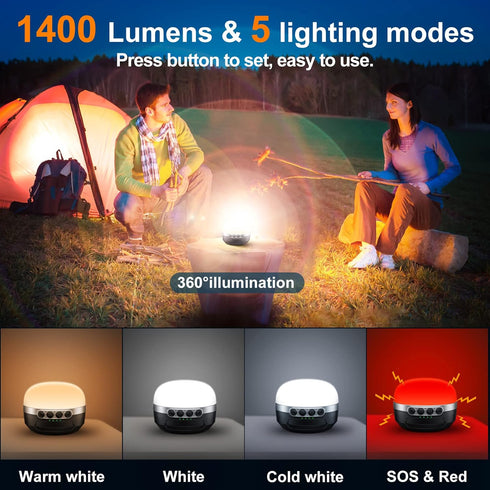 LED Camping Lantern Rechargeable 1400LM, 420H Running Time Emergency Hanging Light for Home, Hiking, Power Outages