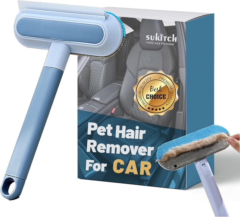 Dog Hair Remover for Car, Complete 3 in 1 Pet Hair Detailer Brush for Car and Home, Reusable Fur Cleaning Solution