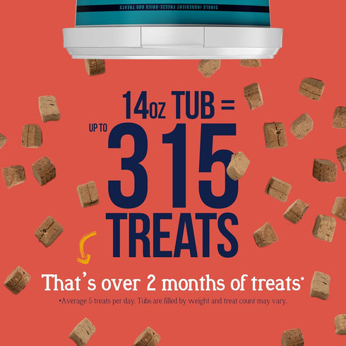 100% 14 oz ~315 50% Stewart Beef Liver Dog Treats, Tub, Pieces, Freeze Dried Raw, Single Ingredient, Protein Training