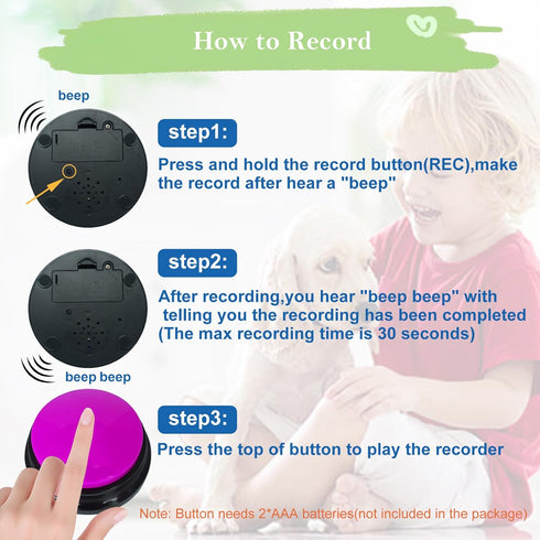 Set 2 Communication, Set, Gelabur of Dog Buttons for Voice Recordable Buttons for Classroom, Dog Training Talking