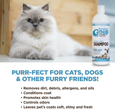 Groomer's Goop Glossy Coat Pet Shampoo - 16 oz Flip-Top Bottle for Shiny Fur