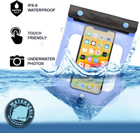 Lewis N. Clark WaterSeals Triple Seal Waterproof Pouch + Dry Bag for Cell Phone or Tablet, Large (7.5X6.5)