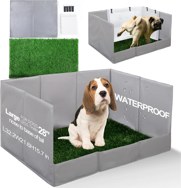 HQ4US 4LEGS Dog Grass Pad with Tray Foldable Dog Litter Box High
