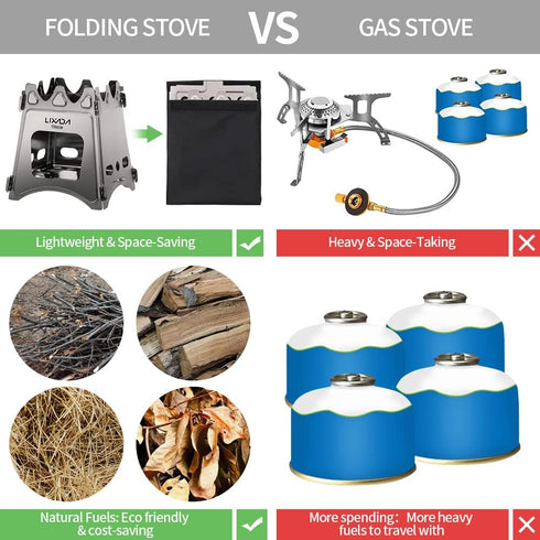 Lixada Portable Camping Stove - Lightweight Titanium Wood Burning Stove for Outdoor Cooking and Hiking