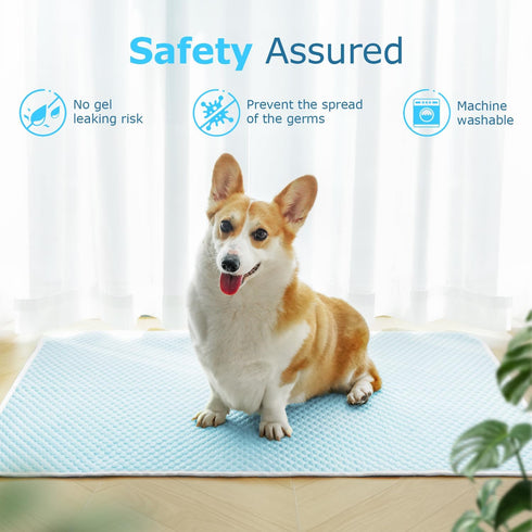 Mora Pets Dog Cooling Mat, Breathable Washable Pad for Indoor Outdoor Pets, Non-Slip Bottom, 28 x 22 inch Light Blue