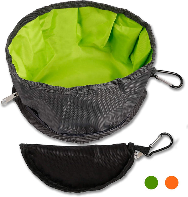 2 Pcs Collapsible Dog Bowls for Travel - Foldable, Portable for Food and Water (Green+Orange)