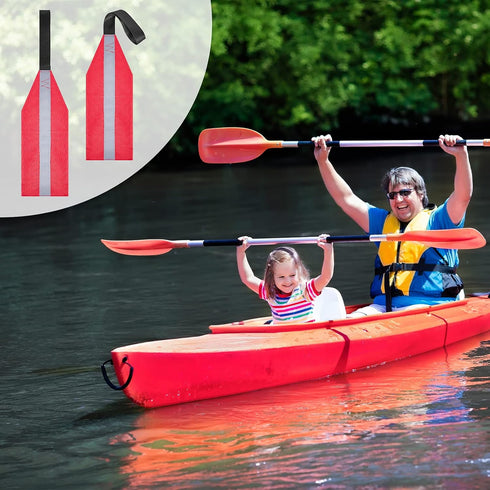 Frienda 2 Pieces Safety Travel Flag for Kayak Canoe - Red Warning Flag with Webbing for Towing Accessories