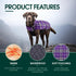 Kuoser Waterproof Dog Coat, Adjustable XL Jacket for Extra Large Dogs, Reversible Cozy Winter Apparel, Purple