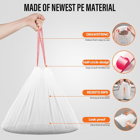 HEIDBER 100 Pack-Robot 3 4 Drawstring Cat Litter Box Liners Litter Liner Bags for Robot and Cleanpethome/PETKIT PuraX