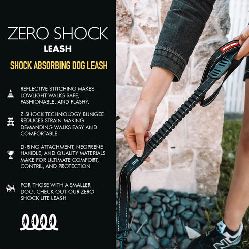 EzyDog Zero Shock Leash, Best Shock Absorbing Bungee Dog Leash, Double Handle Reflective for Walking, 25-Inch, Purple