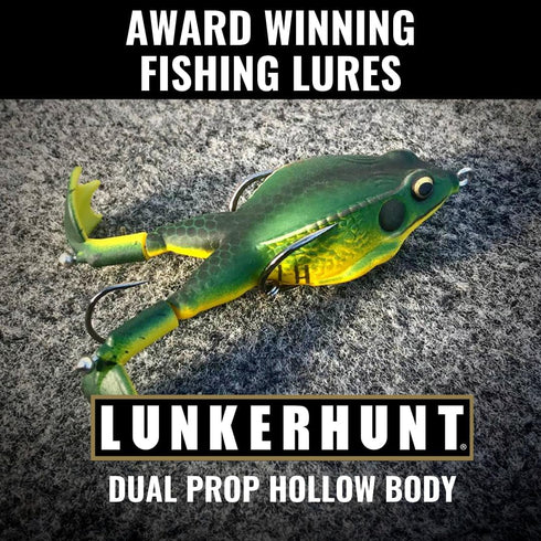 LUNKERHUNT Frog Bait for Bass Fishing, Soft Hollow Body Weedless Frog Lure with Sharp Hooks