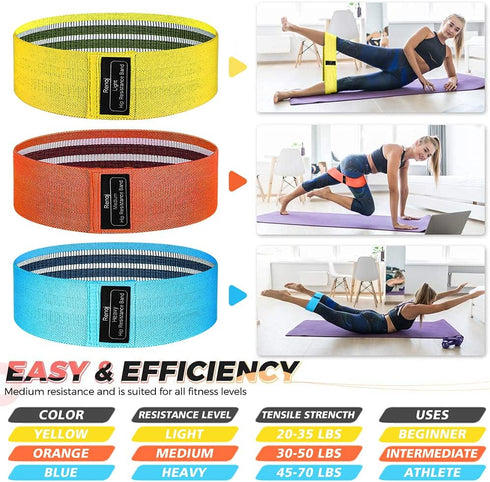 Resistance Bands - 3 Set Exercise Workout Bands for Women and Men, Stretch Bands for Booty Legs