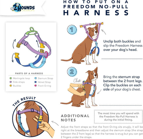 2 Hounds Design Freedom No Pull Dog Harness, Adjustable Gentle Control for Easy Walking, Made in USA