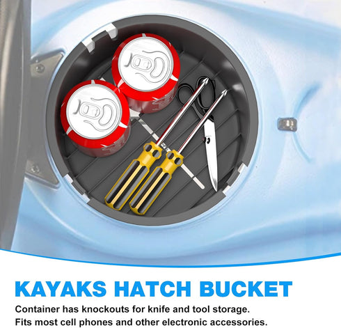 Kayak Storage Bucket, Hatch Container Replacement for Lifetime Kayaks, Fishing Storage Bin Fit Hatch Opening 6 7/8"