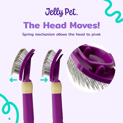 Pivoting Slicker Brush - Soft Pin Slicker for Shedding Dogs, Protects Skin, Effortless Brushing, Detangles and Desheds