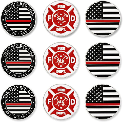 PinMart’s Mix Bundle Pack of 9 Golf Ball Markers, Golf Accessories for Men and Women, American Flag Set