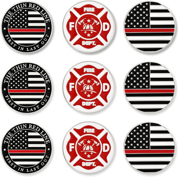 PinMart’s Mix Bundle Pack of 9 Golf Ball Markers, Golf Accessories for Men and Women, American Flag Set