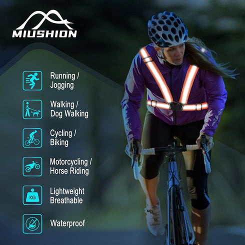 Reflective Running Vest with Safety Straps, High Visibility Reflector