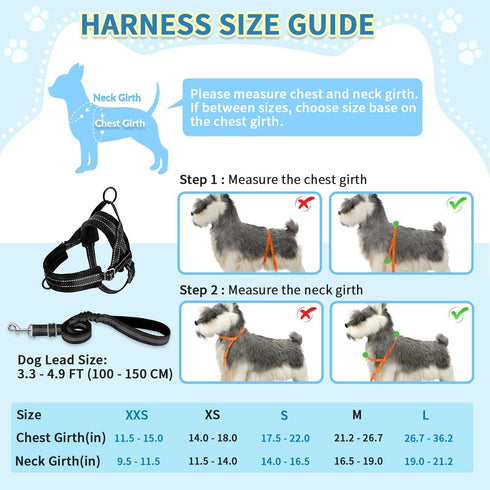 SlowTon No Pull Small Dog Harness and Leash Set, Puppy Soft Vest Harness, Adjustable Reflective Lightweight Harness &