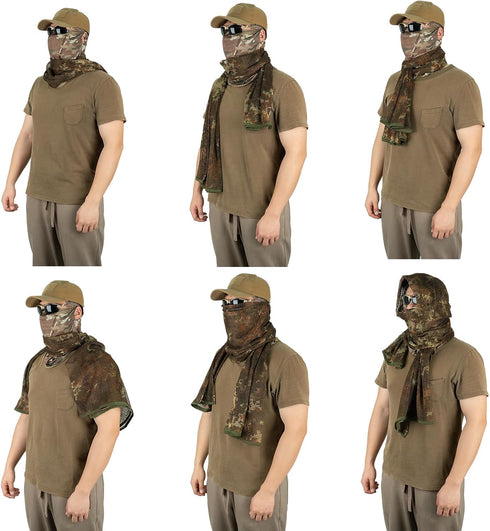LOOGU Tactical Mesh Net Camo Scarf, Camouflage Netting for Wargame, Sports & Outdoor Activities