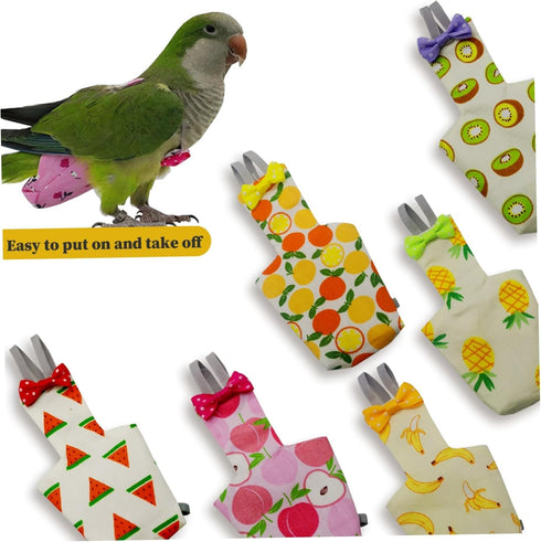 Generic 6PCS Set Washable Reusable Bird Diapers with Waterproof Lining & Adjustable Straps Soft Parrot Diaper Clothes